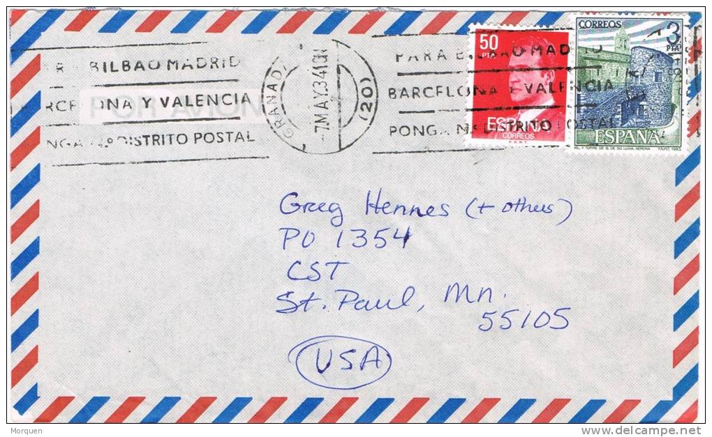 0568. Carta Aerea GRANADA  1984 A Estados Unidos - Briefe U. Dokumente