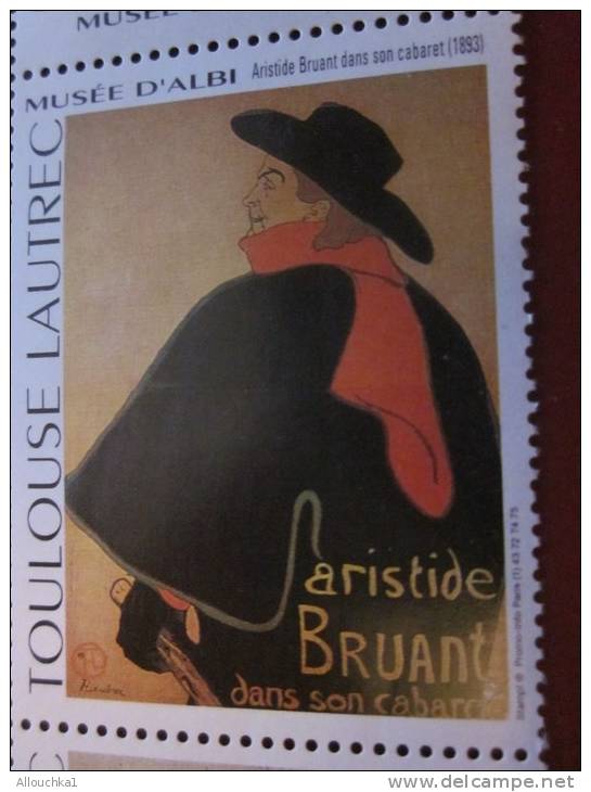 Toulouse-Lautrec Musée D'Albi Tarn&mdash;&gt;bloc 4 Vignettes Neuves **divan Japonais,Aristide Bruant,femme Qui Tire Son - Blokken & Postzegelboekjes