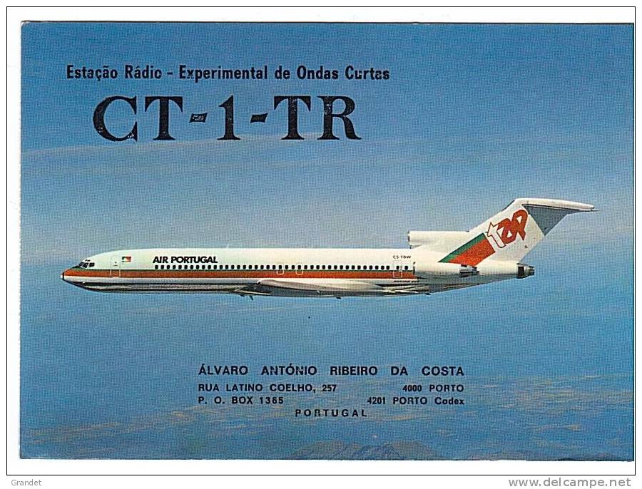 CARTE RADIO QSL - PORTUGAL - PORTO - AVIATION - BOEING 727 - 1982 - AIR PORTUGAL. - Radio-amateur