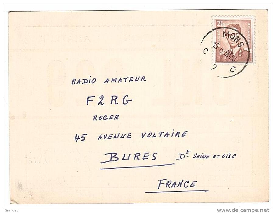 CARTE RADIO QSL - BELGIQUE - CUESMES - 1959. - Radio-amateur