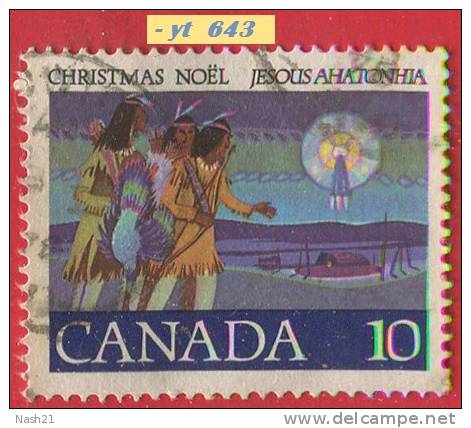 1977  - Amérique Du Nord - Canada - Noël - Gouache De R.G. White - 10 C. Trois Chasseurs Indiens Suivant L'étoile - - Usados