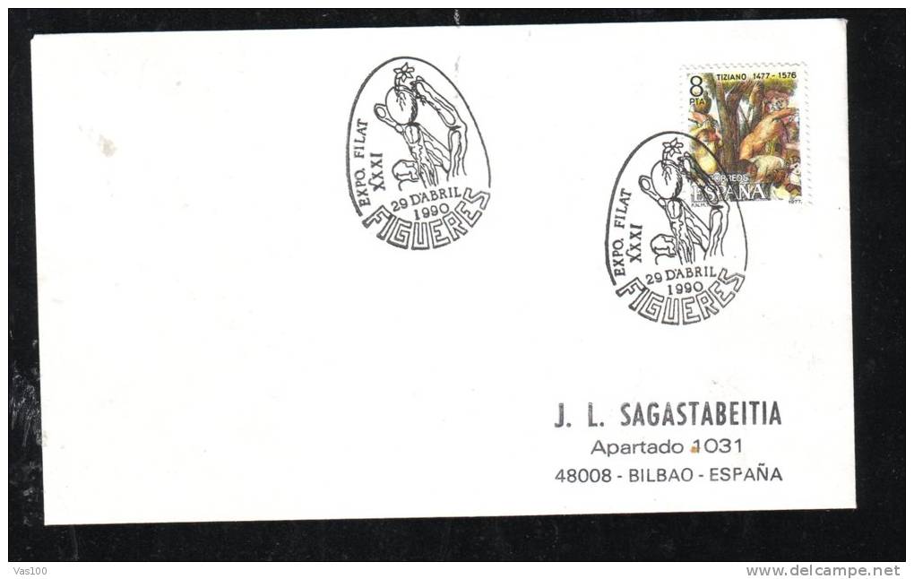 PHILATELIC EXPOSITION, EMA, CACHET ON COVER, 1990, ESPANA - Marcas De Censura Nacional