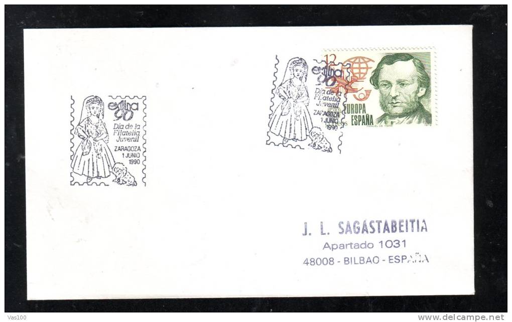 PHILATELIC EXPOSITION, LION, EMA, CACHET ON COVER, 1990, ESPANA - Nationalists Censor Marks