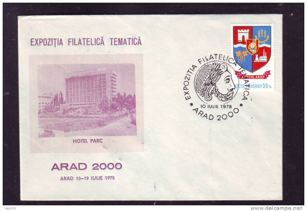 DECEBAL, CACHET ON COVER, 1978, ARAD,ROMANIA - Marcofilia