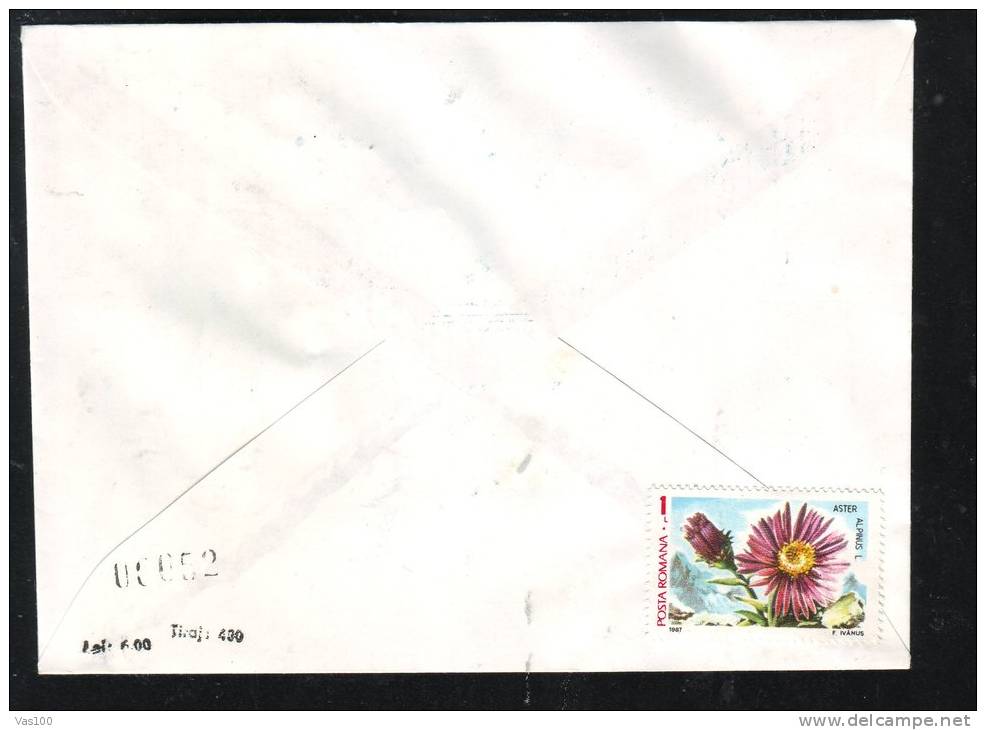 MOUNTAIN, CACHET ON COVER, ORCHID STAMP, 1990, SINPETRU,ROMANIA - Poststempel (Marcophilie)