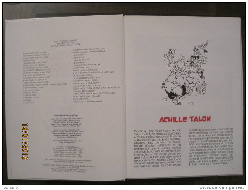 ACHILLE TALON VOUS SALUE BIEN PUBLICITE SHELL  RIGIDE EDITION DARGAUD - Achille Talon