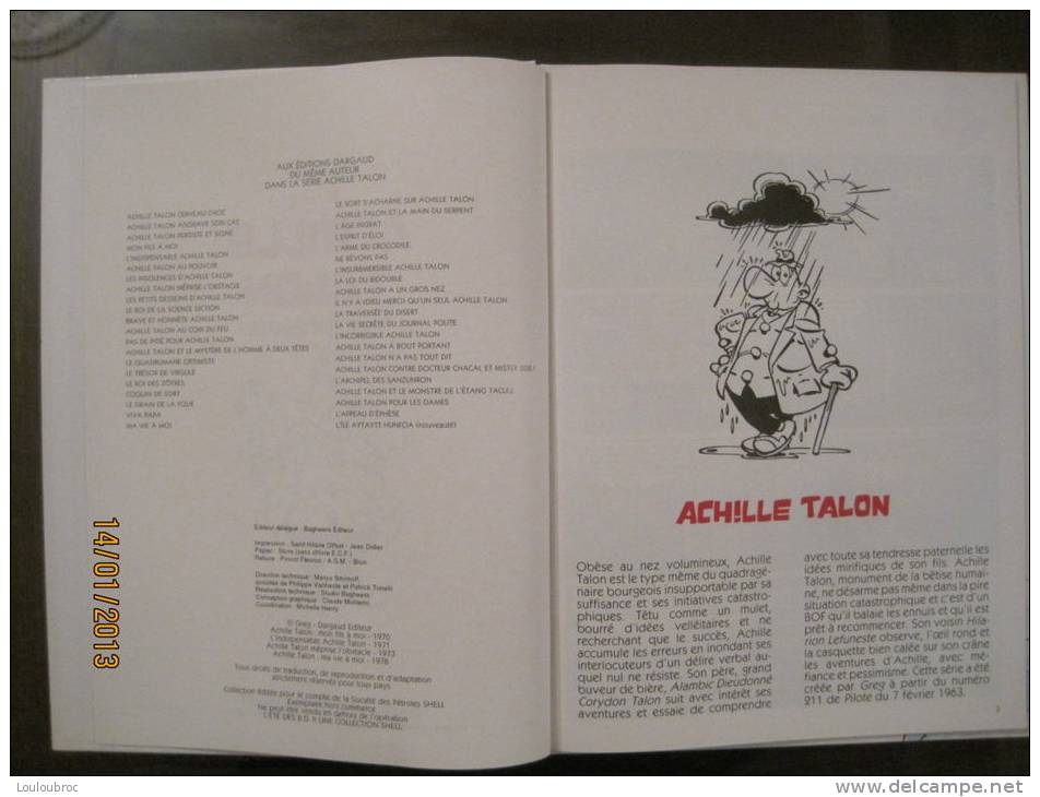 ACHILLE TALON FAIT SON MENAGE PUBLICITE SHELL  RIGIDE EDITION DARGAUD - Achille Talon