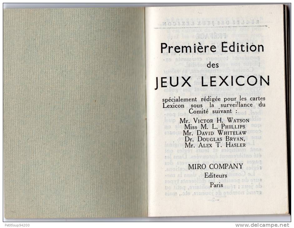 REGLES DE 25 JEUX + REGLE  DE 1 JEU " LEXICON " Premiere Edition 1936 - Sonstige & Ohne Zuordnung