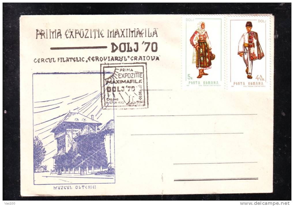 PHILATELIC EXPOSITION, SPECIAL COVER, 1970, CRAIOVA, ROMANIA - Postmark Collection