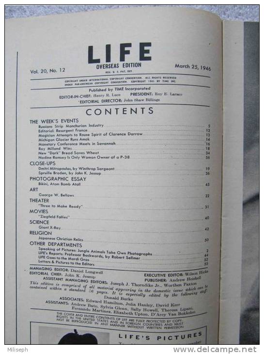 Magazine LIFE - MARCH 25 , 1946   - INTERNATIONAL EDITION -      (2971) - Novedades/Actualidades