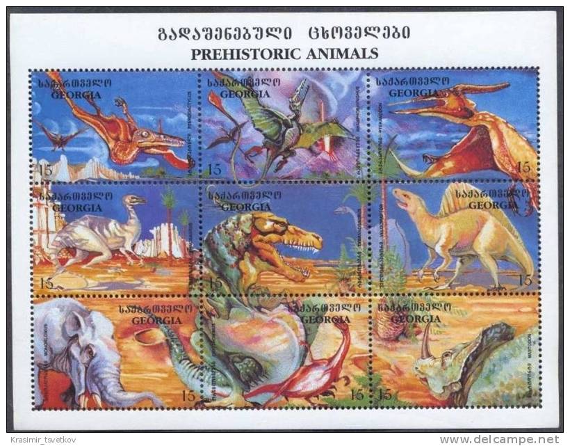 Georgia 1998 Prehistoric Animals Fauna Faune Dinosaurus Dinosaures Reptiles Animaux Dinosaurs Mi 280-288 MNH ** - Prehistorisch