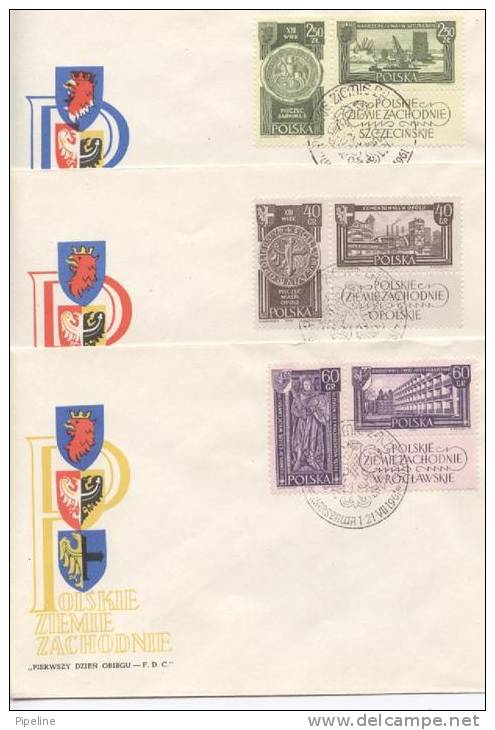 Poland FDC 21-7-1961 Complete Set Of 6 On 3 Covers With Cachet - FDC