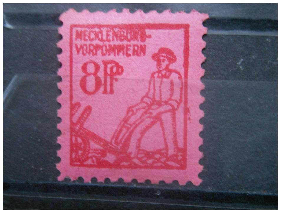 MECKLENBURG-VORPOMMERN, 1945, MNH 8pf, Plowman, Scott 12N4 - Unused Stamps