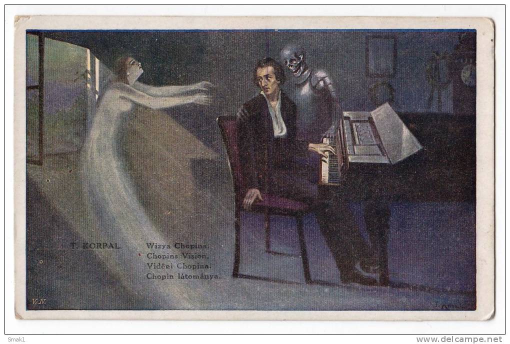 FAMOUS PEOPLE MUSICIANS T. CORPAL "CHOPINS VISION" FREDERIC CHOPIN 1810-1849 POLISH PIANIST AND COMPOSER OLD POSTCARD - Singers & Musicians