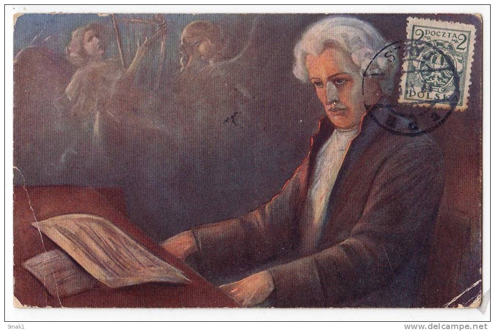 FAMOUS PEOPLE MUSICIANS "PHANTASIE" Nr. 116/3 WOLFGANG AMADEUS MOZART 1756-1791 AUSTRIAN COMPOSER OLD POSTCARD 1921. - Singers & Musicians