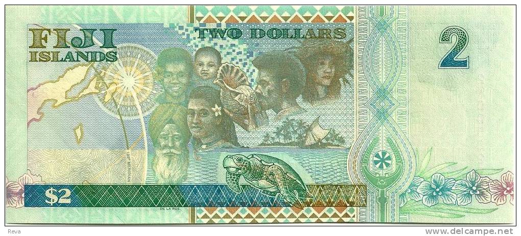 FIJI $2 GREEN BIRD MILLENNIUM COMMEMORATIVE MAN FRONT WOMAN TURTLE BACK DATED 2000 P.102 UNC READ DESCRIPTION!! - Fiji