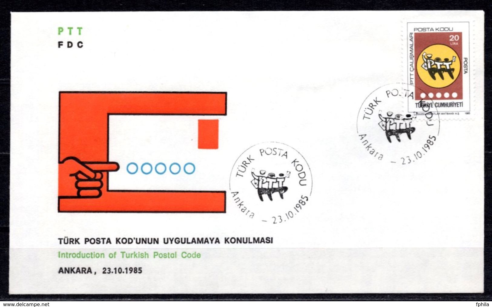 1985 TURKEY INTRODUCTION OF TURKISH POSTAL CODE FDC - Zipcode