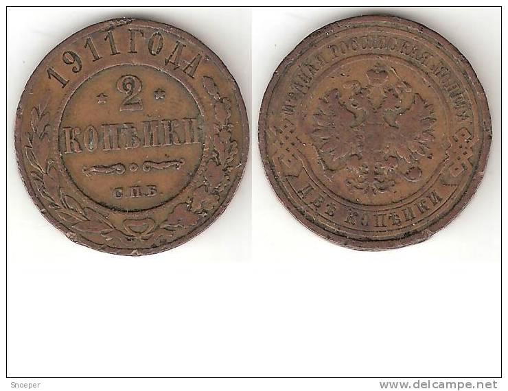 Russia 2 Kopeks 1911  Km 10.2  Vf - Russland