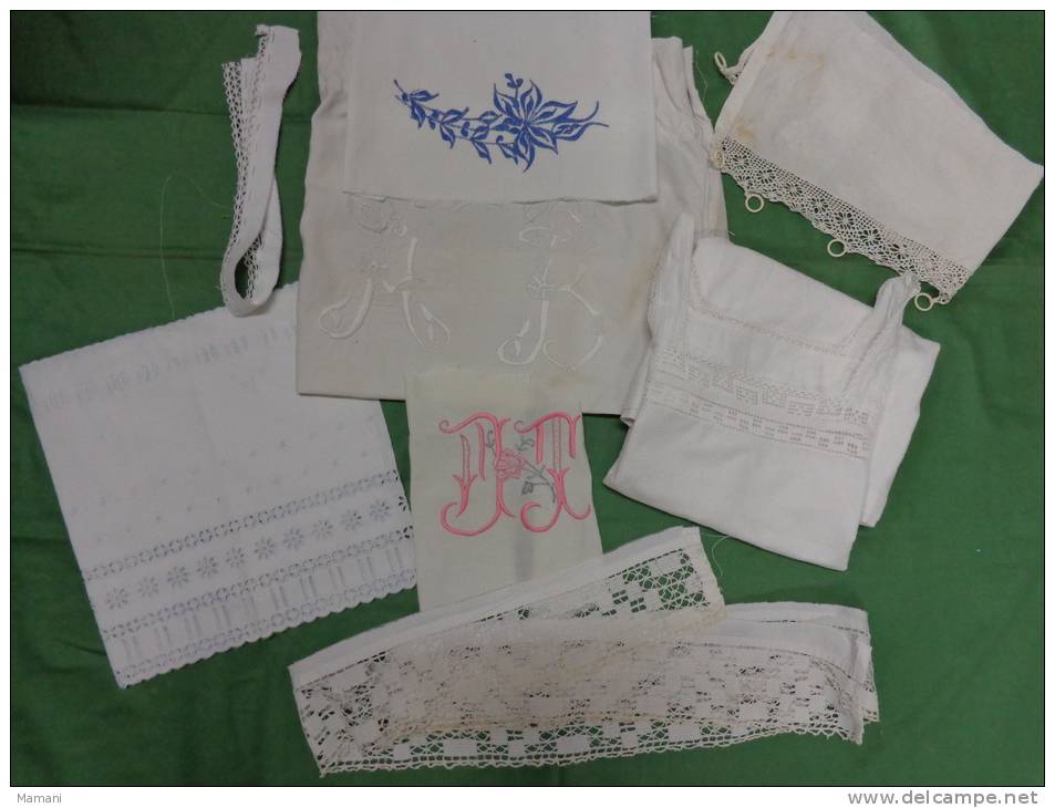 Lot   Linge -napperon-monogramme DT -MB -chemise -dentelle6BRODERIE ANGLAISE Etc...PHOTO 989 - Sonstige & Ohne Zuordnung