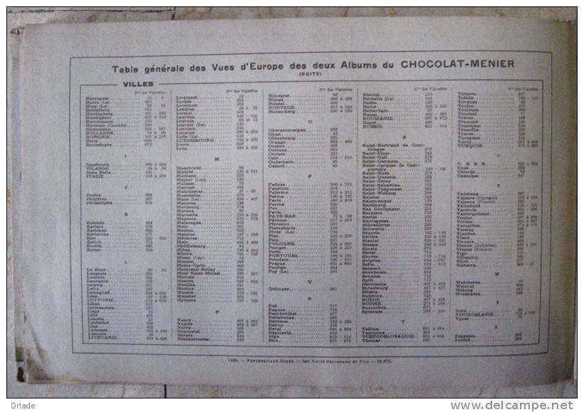 ALBUM FIGURINE N° 2 COMPLETO CHOCOLAT MENIER UN BEAU VOYAGE A TRAVERS L´EUROPE anno 1935