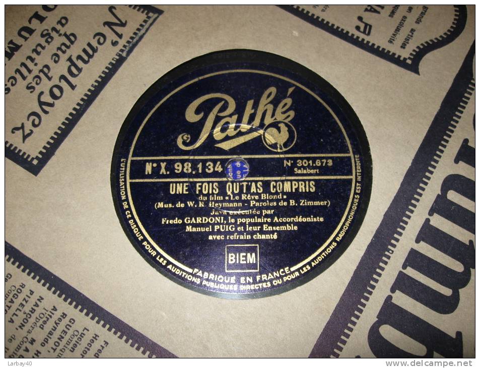 78 Tours Pathe Une Fois Qu T As Compris Du Film Le Reve Blond - 78 Rpm - Gramophone Records