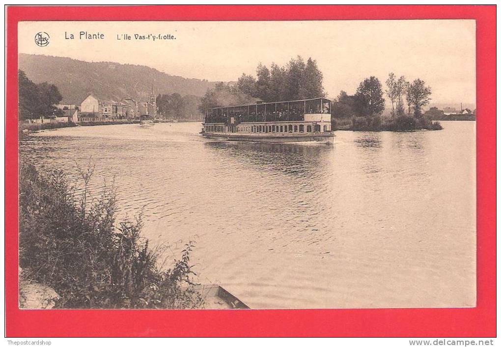 CPA  LA PLANTE...l'ile Vas- T'y -frotte. BOAT FERRY - Namur