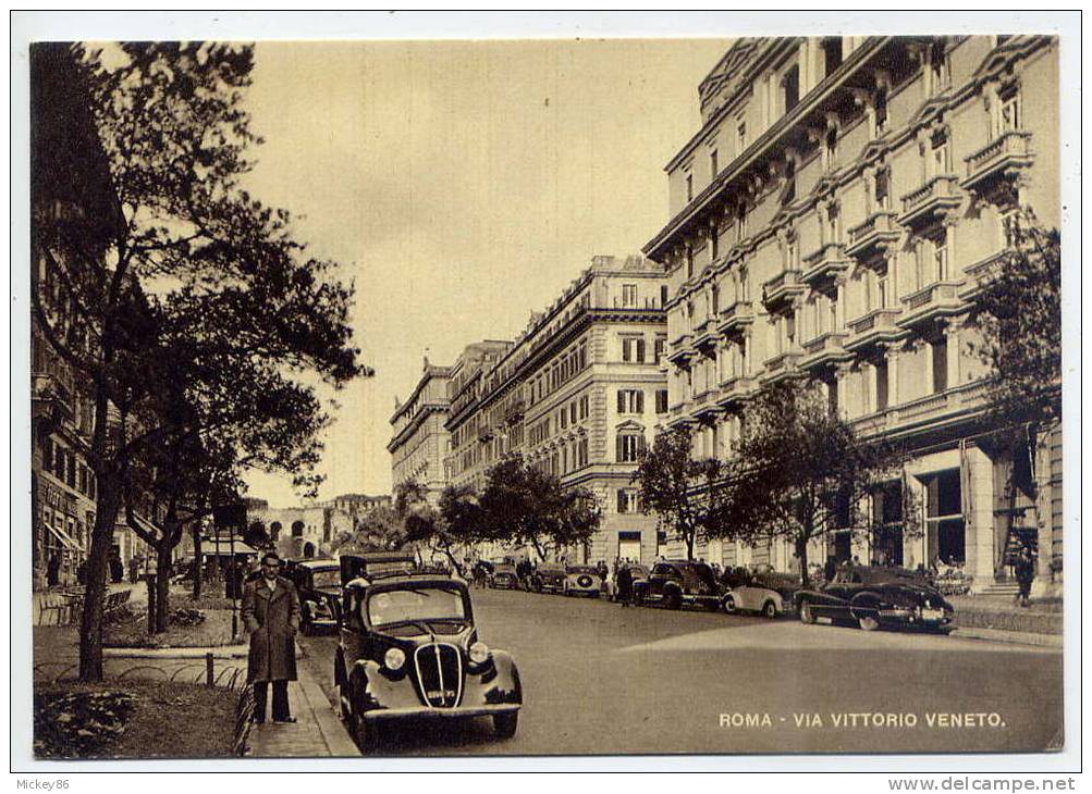 Italie--ROMA--Via Vittorio Veneto (animée,beau 1 Er Plan) - Belles Voitures---cpsm 10 X 15  éd Cesar Cappello - Passenger Cars