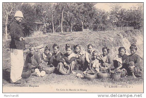 CAMBODGE INDOCHINE VIETNAM LAOS UN COIN DU MARCHE DE KHONG Collection Raquez - Laos