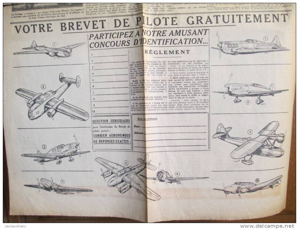 Journal /L' AERO/Specimen/ 15 éme Salon de l'Aeronautique/ Palais des Champs Elysées/1936   VJ1