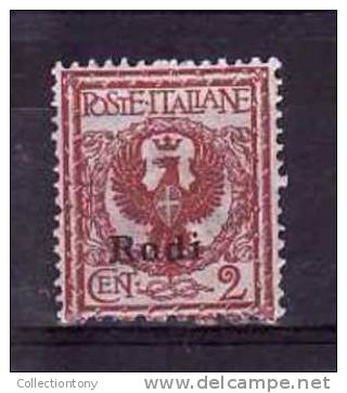 1912 - Colonia Italiana Egeo - Rodi - Francobolli D'Italia  - N. 1 - GI - Val. Cat. 5.00€ - Egée (Rodi)