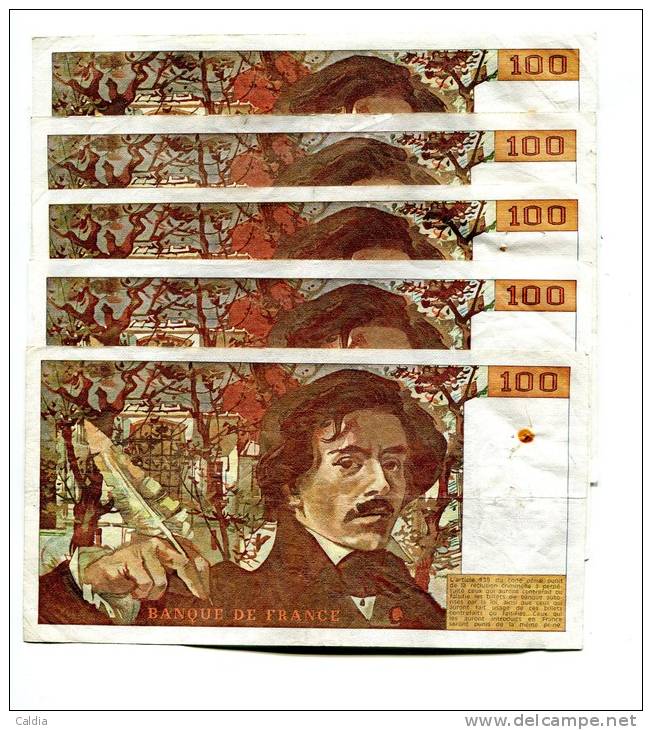 D France 100 Francs "" DELACROIX "" 1980 X 5 - 100 F 1978-1995 ''Delacroix''