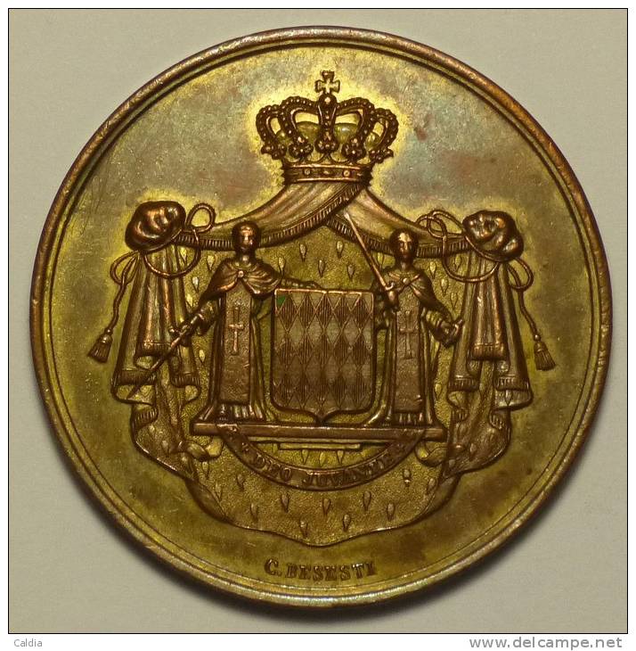 Monaco Médaille "" Exposition Internationale Principauté De Monaco "" 1893 Signé C. BESESTI - Autres & Non Classés