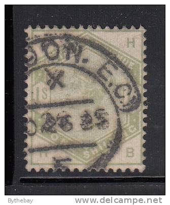 Great Britain Used Scott #107 1sh Victoria, Green Position HB - Oblitérés