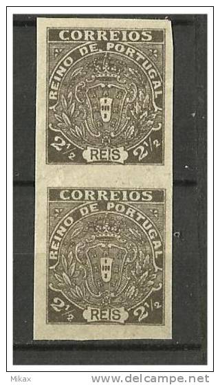 PORTUGAL  - Unissued MONARQUIA DO NORTE  - Strip Of 2 - 2  1/2 Reis Not Perfurated - Unused Stamps