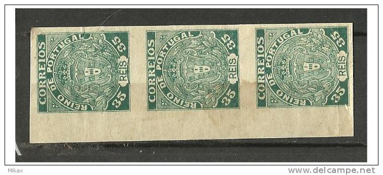 PORTUGAL  - Unissued MONARQUIA DO NORTE  - Strip Of 3 - 35 Reis Not Perfurated - Neufs