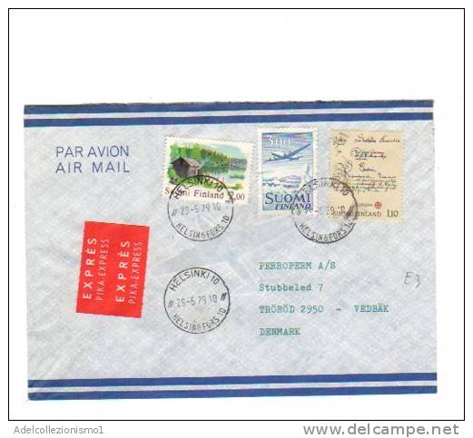 69652)lettera Finlandese Espressa Con 3 Valori + Annullo - Used Stamps