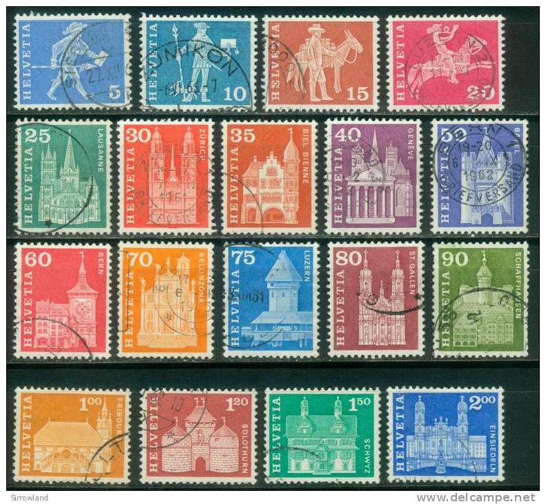 Schweiz  1960  Freimarken - Postgeschichte Und Baudenkmäler  (18 Gest. (used) Kpl. )  Mi: 696-13 (8,50 EUR) - Usados