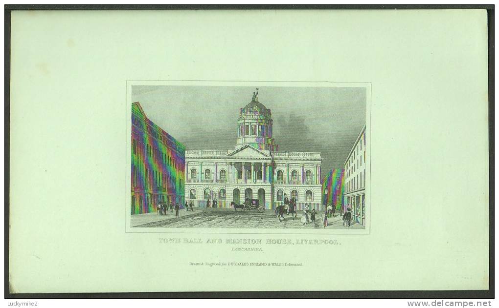A C1860 Print Of The  "Town Hall And Mansion House, Liverpool". - Prints & Engravings