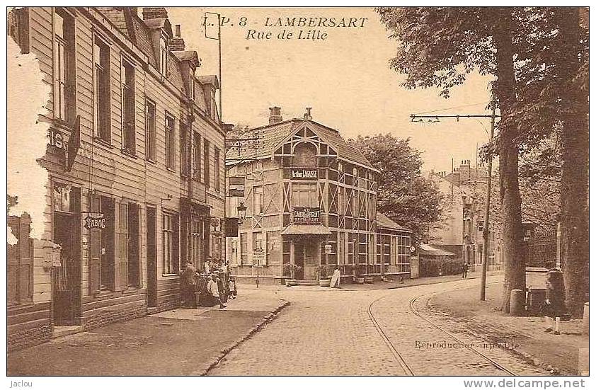 LAMBERSART RUE DE LILLE ,TABAC,RESTAURANT" AU CANON D'ARGENT" PERSONNAGES REF 30899 - Lambersart