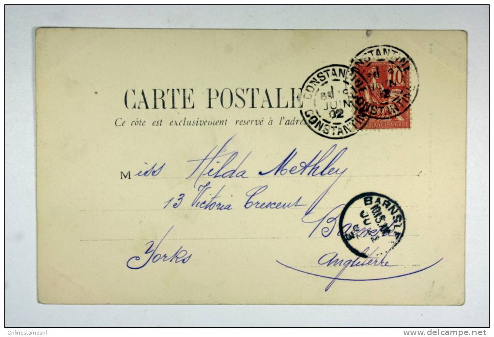 Levant Card Constantinopel A Angletere Barnsley (South Yorkshire), 1902, Bon Cachets - Briefe U. Dokumente