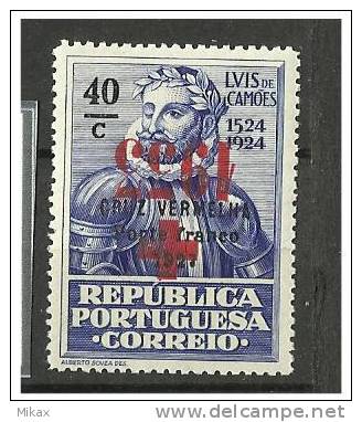 PORTUGAL -  1933 -  40c  Luis De Camoes - MLH - Red Cross - Inverted  Surcharge - No Faults - Ungebraucht