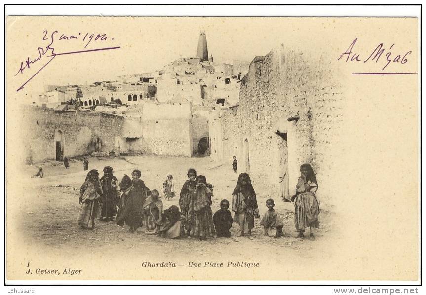 Carte Postale Ancienne Algérie - Ghardaïa. Une Place Publique - Ghardaia