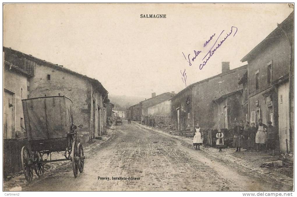 SALMAGNE UNE RUE ANIMEE DU CENTRE 55 MEUSE - Autres & Non Classés