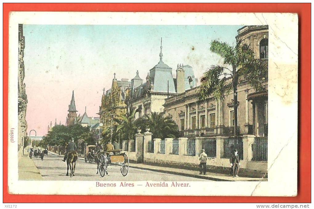 C1287 Buenos Aires, Avenida Alvear,Attelage. Circulé En 1913 (?). Pli Angle Inférieur Droit. - Argentine