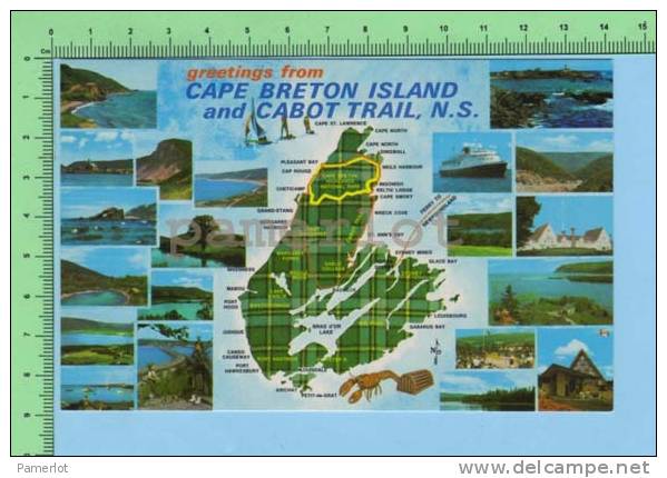 Greetings From (  Cape Breton Island And Cabot Trail Nova Scotia ) West Indies Post Card Carte Postale - Cartes Géographiques