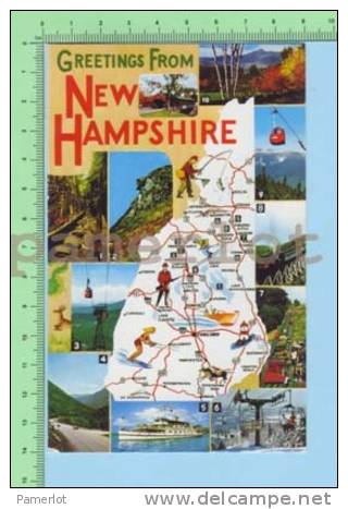 USA Greeting From ( New Hampshire Map And Multi-view ) Post Card Carte Postale - Cartes Géographiques