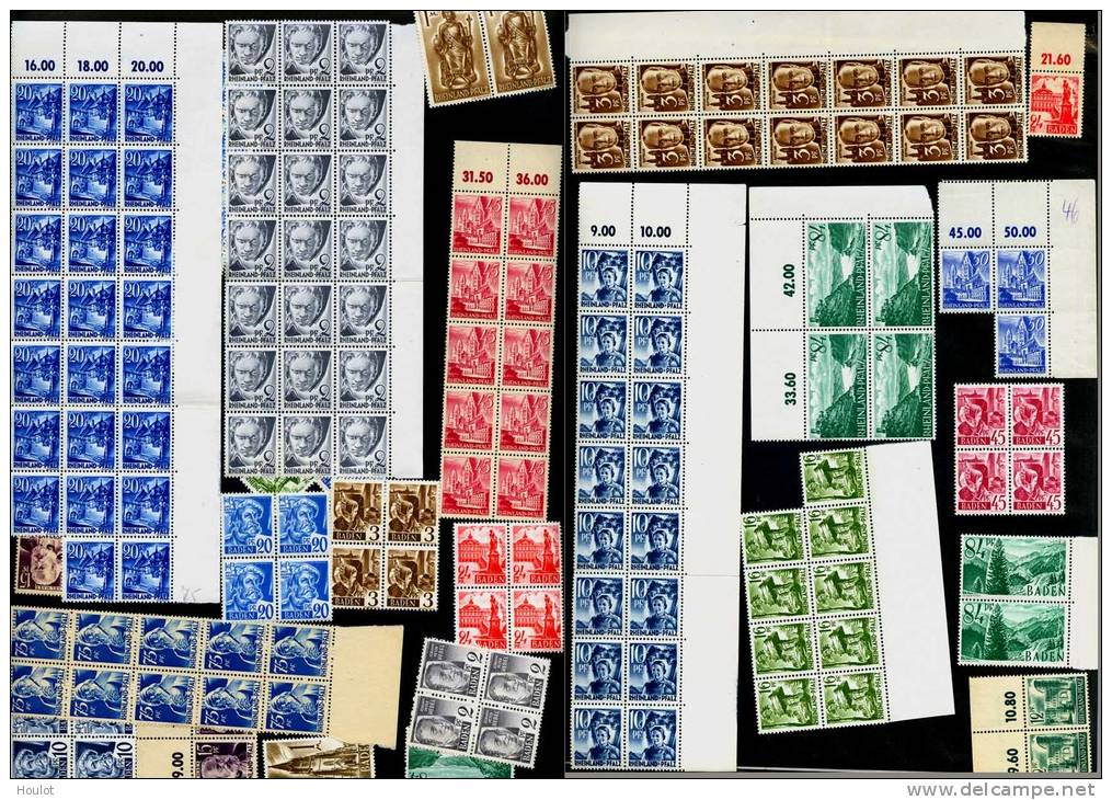 Kleines Postfrisches Lot Von Ca.156 Briefmarken Der Französischen Zone Meist In Einheiten, Siehe Scans - Otros & Sin Clasificación