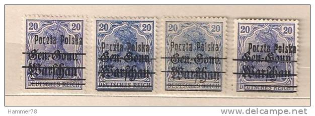 POLAND 1918 GGW GERMANIA 20pf SURCHARGE POCZTA POLSKA  4mint Hinged - Unused Stamps