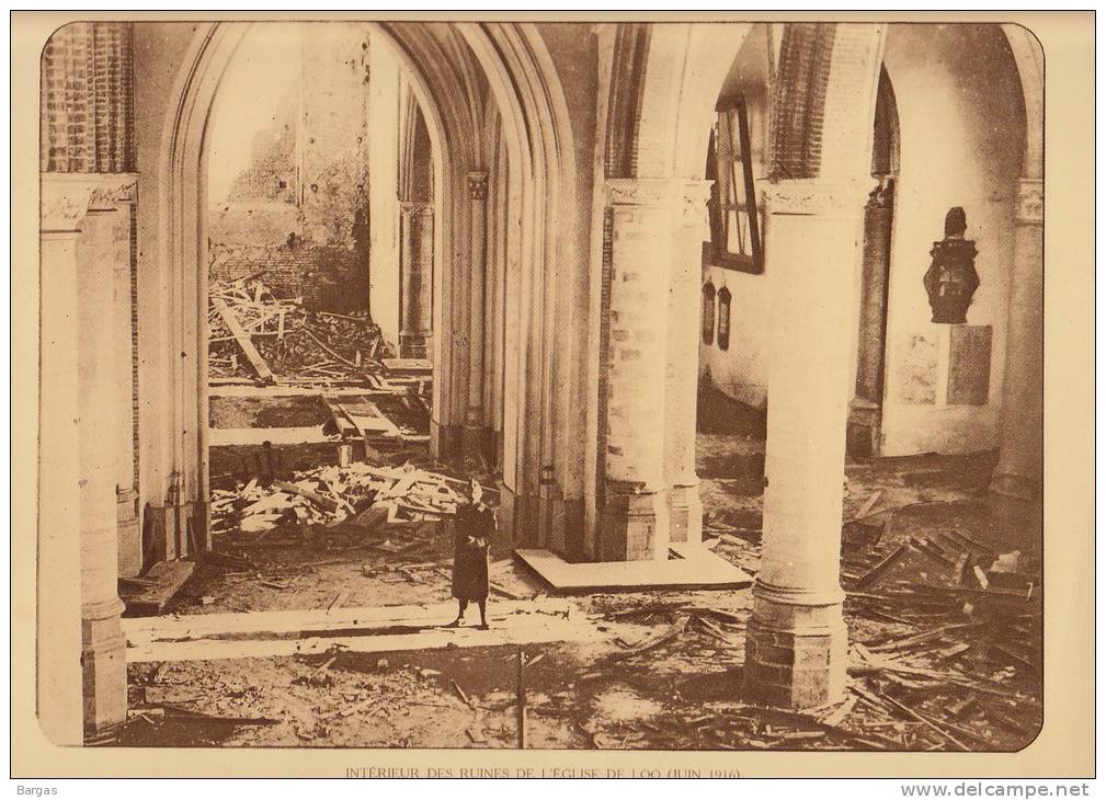 Planche Du Service Photographique Armée Belge Guerre 14-18 WW1 Ruine Eglise De Loo - Altri & Non Classificati