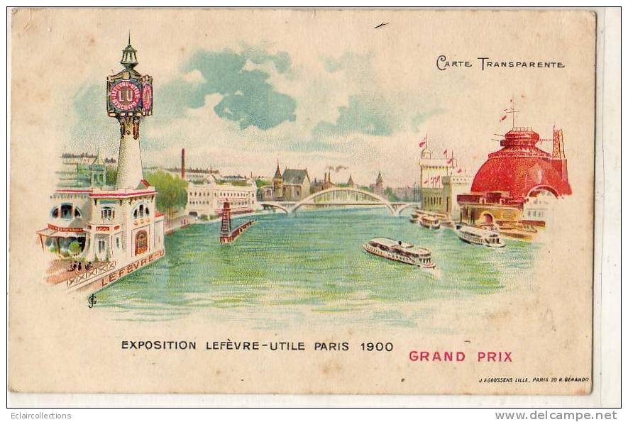 Thème  Fantaisie  Carte Transparente  L.U  Exposition Paris 1900 - Cartoline Con Meccanismi